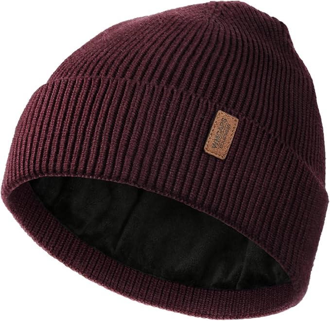 Wmcaps Winter Beanie for Men Women, Fleece Lined Beanie Soft Warm Knit Hat Ski Stocking Cuffed Cap