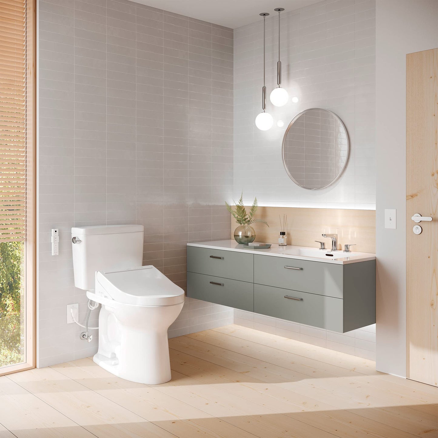 TOTO Drake WASHLET+ Two-Piece Elongated 1.6 GPF Universal Height TORNADO FLUSH Toilet with C5 Bidet Seat, 10 Inch Rough-In, Cotton White - MW7763084CSFG.10#01