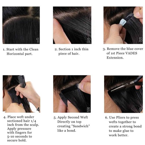 VADES Invisible Tape In Hair Extensions Remy Human Hair Highlights Double Sided Tape In Hair Extensions Human Hair 12 Inch 40 Pieces 80 Grams Straight Seamless Skin Weft Extensions