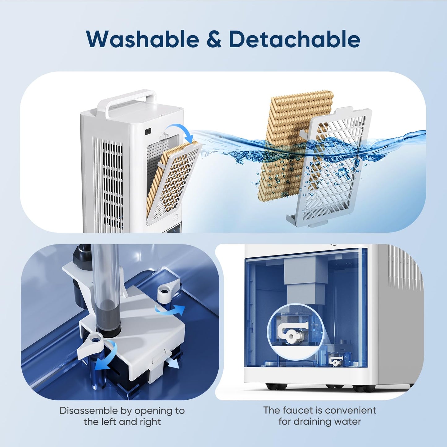 Ashihoti Official Portable Air Conditioners, 4-IN-1 Swamp Cooler, Evaporative Air Cooler, 6 Speeds & 3 Modes, 3-Gal Water Tank for Cooling, 15-20 FT/S Remote Control, Portable Air Cooler for Indoors