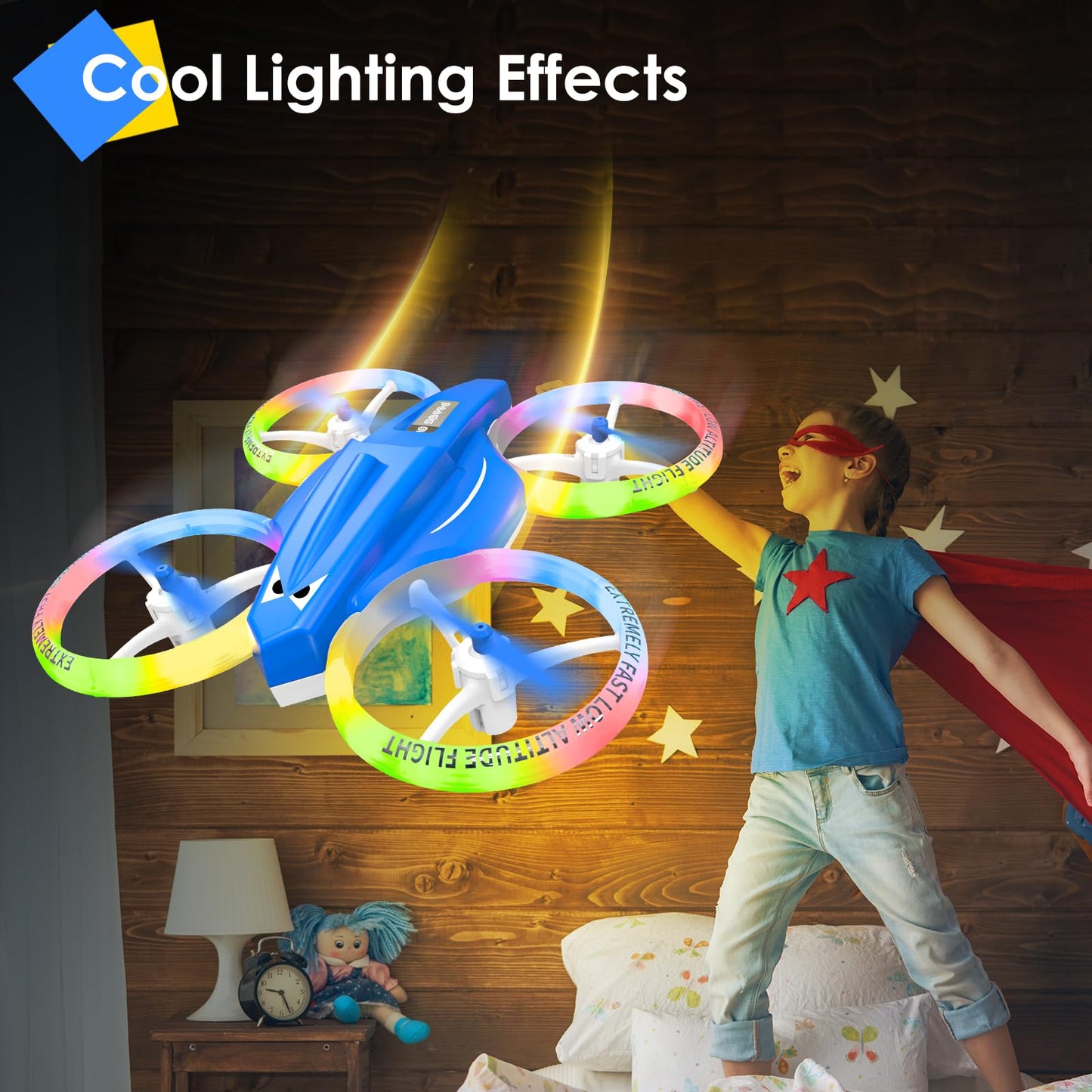 Lisoco Drone, Mini Drone for Kid and Beginner with Led Light, Small Indoor Rc Drone with 360 Flip, 2 Batteries, One Key Take Off Landing, Kids Flying Toy Gift for Boy and Girl（Dark Blue)