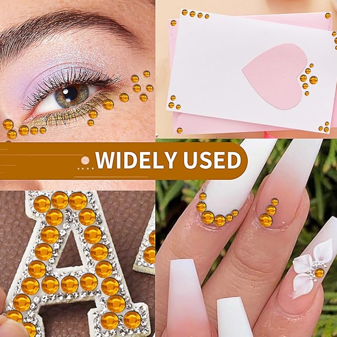 3090PCS Face Gems Eye Jewels Rhinestones Crystals Stickers 3/4/5/6mm With Gold Stickers for Body, Stick on Jewels Makeup Glue for Eye Hair Nails Make up and Craft Decor