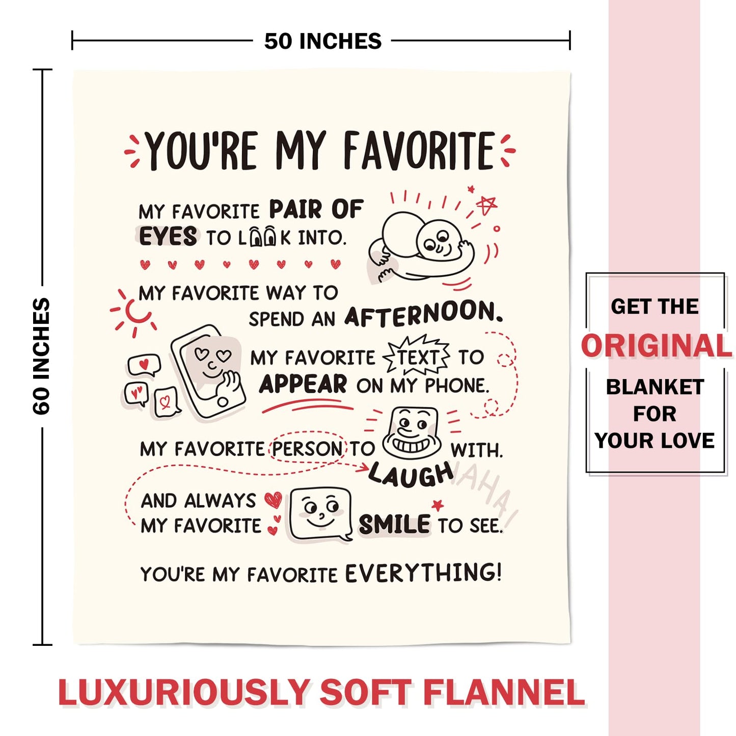 Craftique Birthday Gifts for Girlfriend Boyfriend- I Love You Blanket for Him Her- Romantic Girlfriend Gifts Anniversary, Funny Soft Blanket Gift for Him Her Husband Wife Fiance, 60”×50”