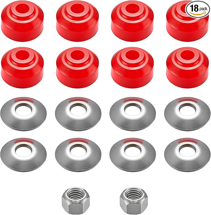 3/8" Universal Sway Bar Bushings Kit,Stabilizer Bar Bushing Repair,Stainless Steel Washers & Nuts,High-Density Flame-Retar...