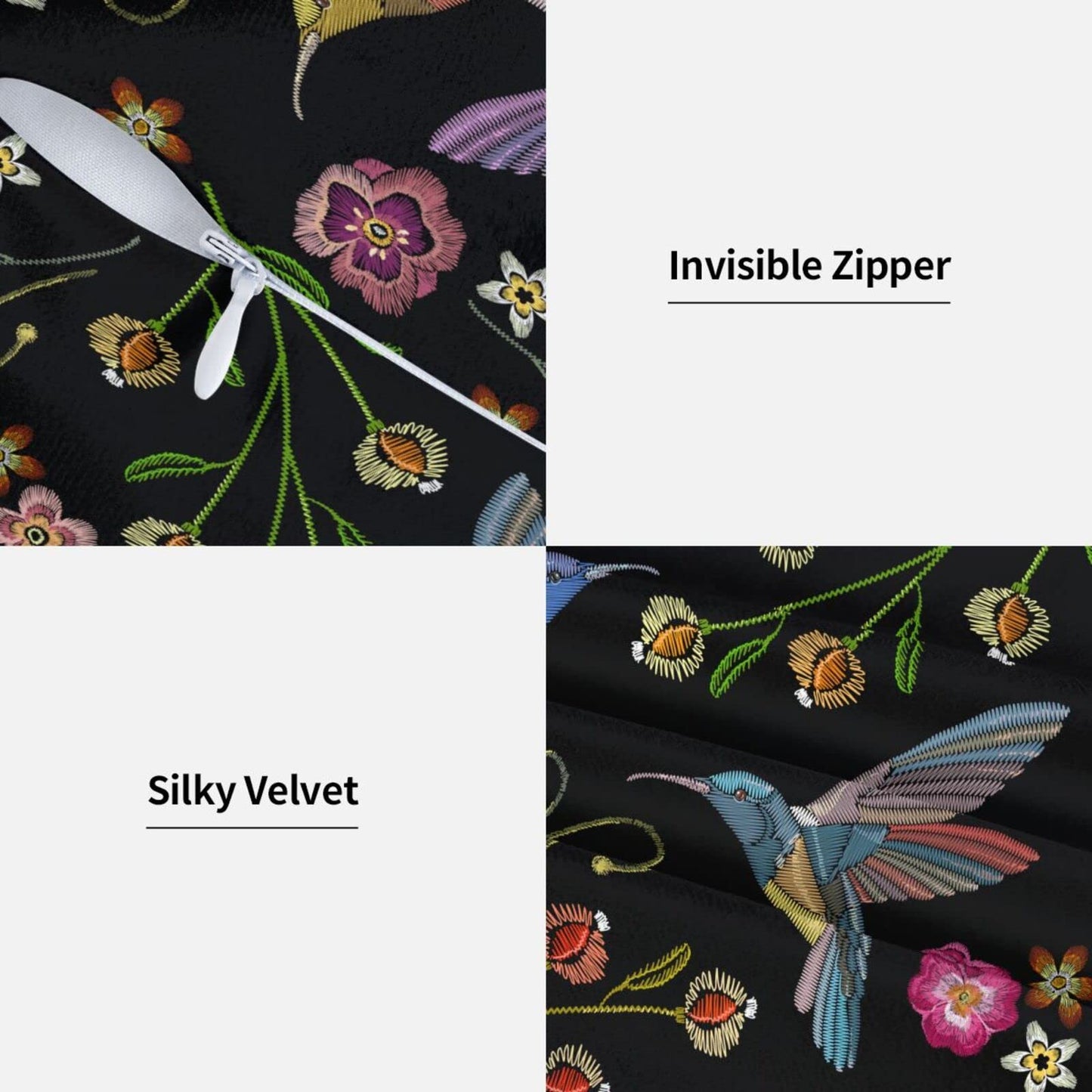 Abucaky Pillowcase Set of 2 Hummingbirds and Exotic Flowers Throw Pillow Covers Shells for Couch Office Bedroom Home Decoration, 20"X20"