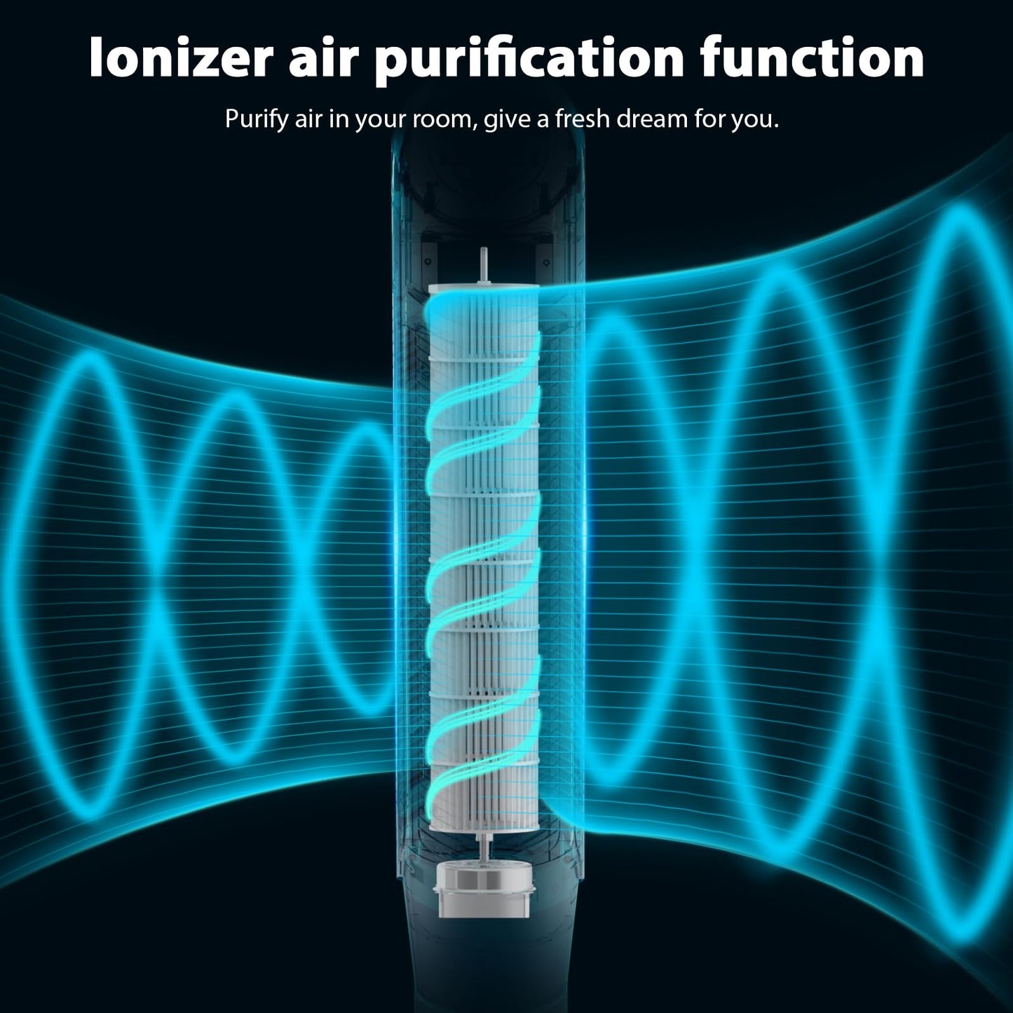 Antarctic Star Tower Fan 360Oscillating Fan Quiet Cooling 24H Timer Remote Control Powerful Standing 8 Wind Speed 3 Wind Modes I