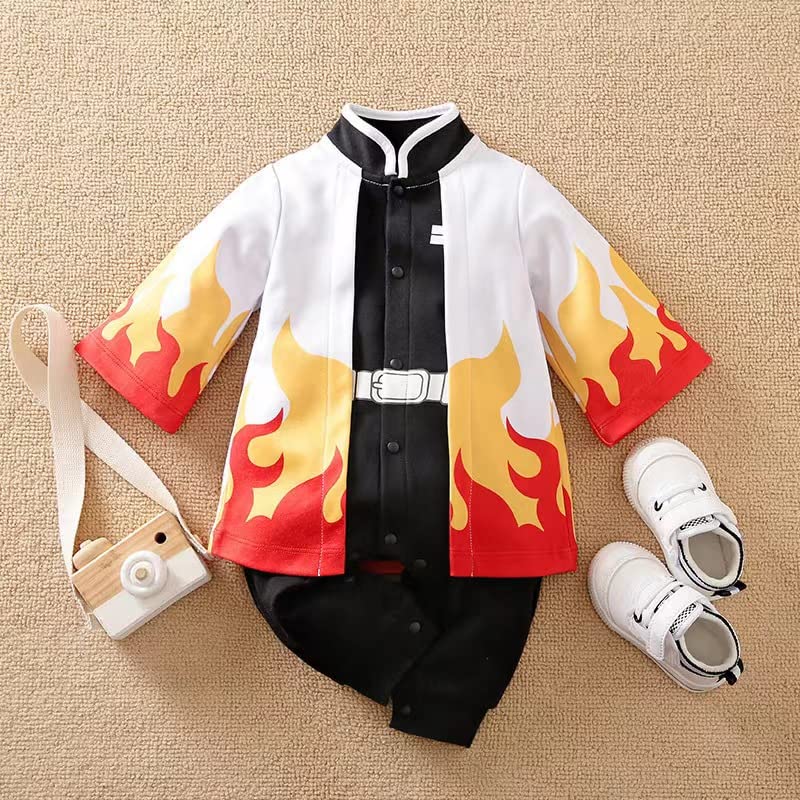 Zusnxaxe Anime Costume Baby Romper Newborn Halloween Thanksgiving Infant Christmas Jumpsuit Toddler Cosplay Outfit(Red,Long,0-3 Months)