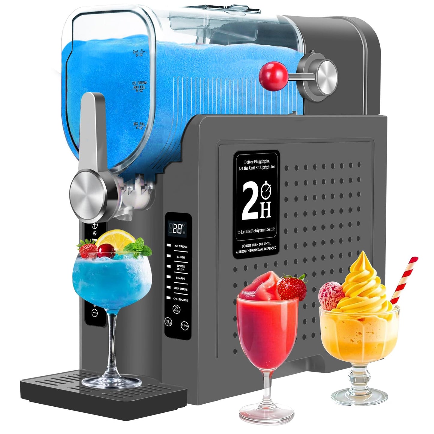 Roaaee Slushie Machine, Frozen Drink Maker & Ice Cream Maker – 88 oz Slushy Machine for Home with 6 Preset Programs for Margaritas, Frappés, Milkshakes, Smoothies & Ice Cream (New Dark Silver)