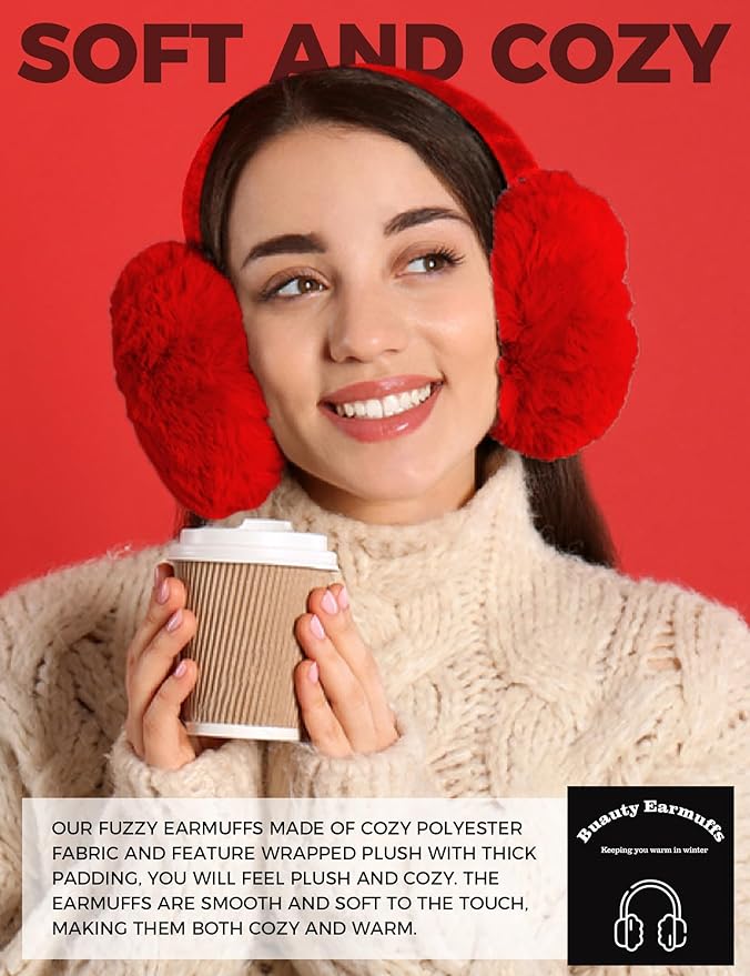 Buauty Ear Muffs Winter Women Men Soft Earmuffs Cute Ear Covers Cold Weather Fluffy Ear Warmers Headband Winter Accessories