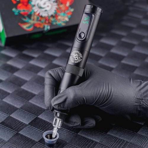 Dragonhawk X4 Tattoo Gun Wireless Tattoo Pen Machine with Two Replacement Batteries Coreless Motor by Mcore Lightweight Slim Great for Women Artists