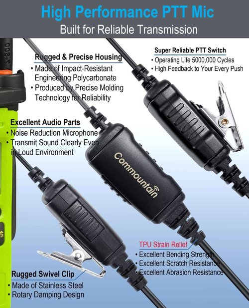 commountain SL300 SL3500e Earpiece with Mic Compatible for Motorola Radios TLK-100 TLK-110 SL-300 SL7550 SL7550e SL-3500e TLK100 TLK110, Acousic Tube Headset