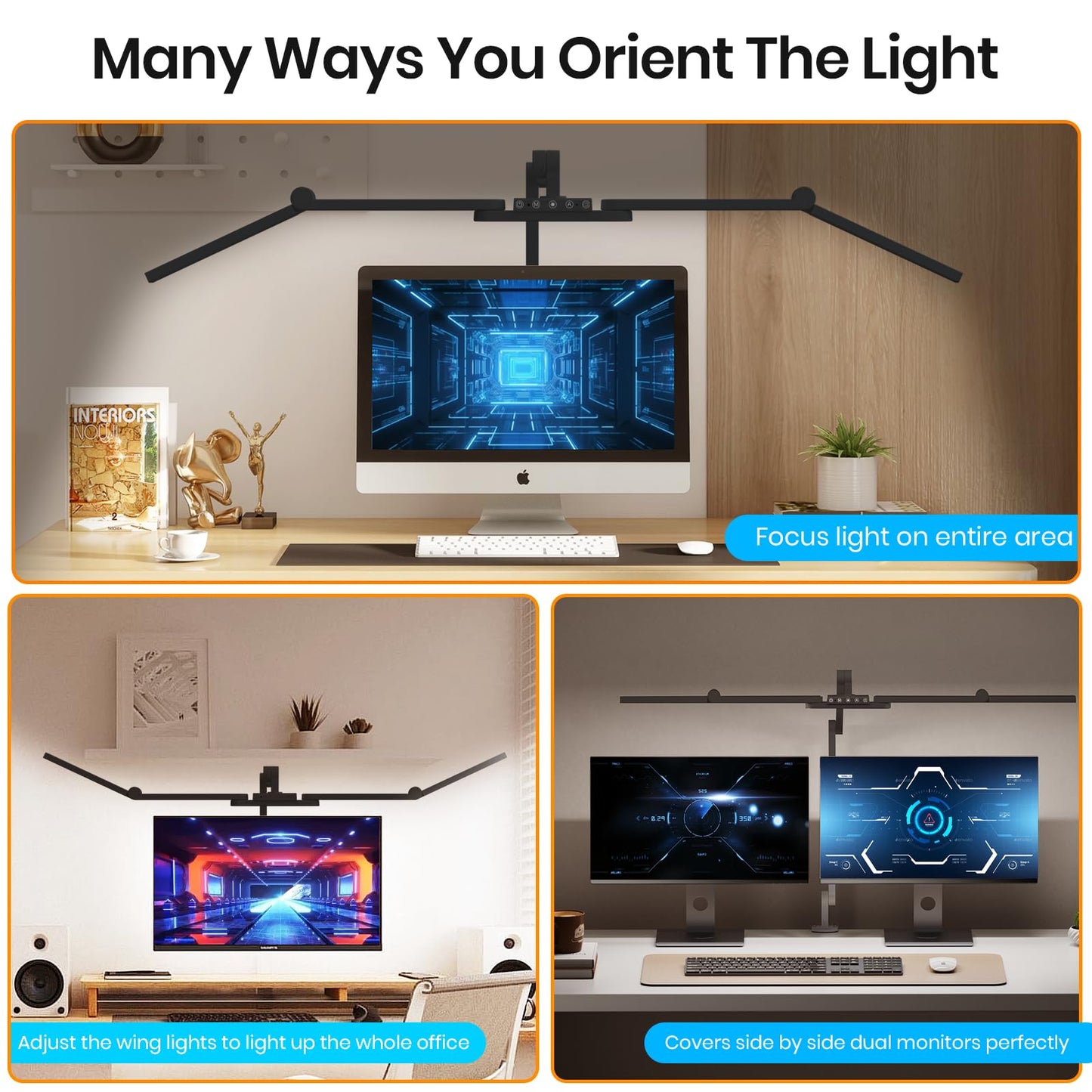 Ultra Bright Architect Desk Lamp with Clamp,Transformable LED Desks Lamp for Home Office,Tall Overhead Led Desk Light[41" Long Dimmable Light Bar],24W Auto Dimmable Desks Lights for Drawing Hobby Use