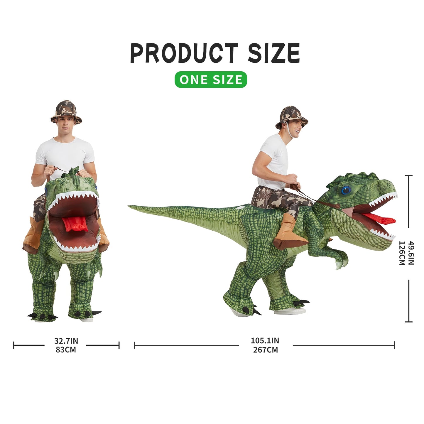 One Casa Inflatable Costume Dinosaur Riding T Rex Air Blow up Funny Party Halloween Costume for Adult