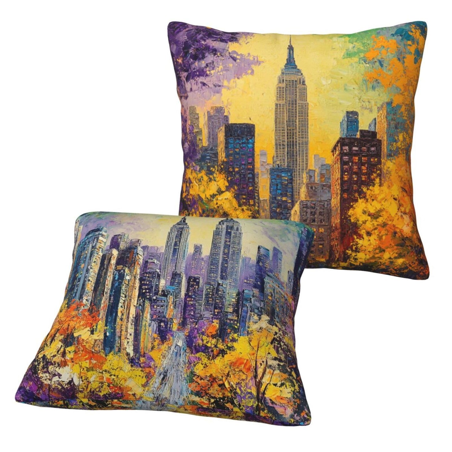 Guiteinyi New York City Throw Pillow Covers 18x18 Set of 2 Square Pillow Case for Home Decorative Sofa Couch Bedroom Living Room