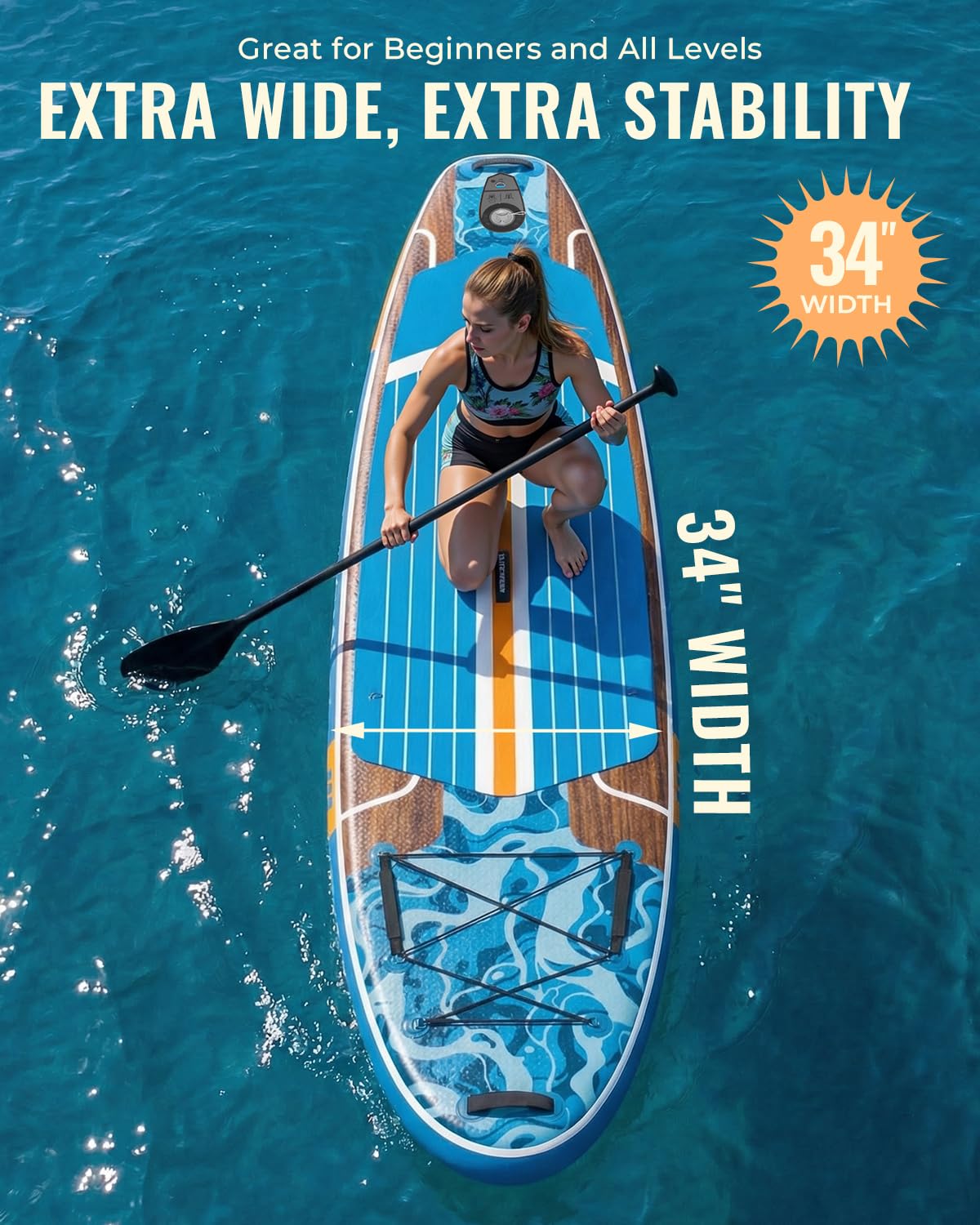 Marsdorgan 11ft Inflatable Stand Up Paddle Board, Wood Grain Ultra Lightweight SUP, 430lb Capacity for Adults Youth Family, for Fishing Camping, Complete Kit with Backpack & Pump, Walnut