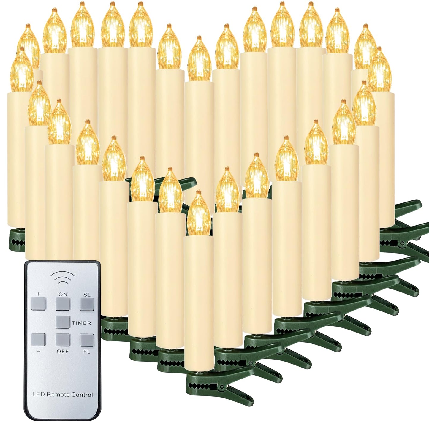 Sunjas 12PCS LED Flameless Candles Battery Operated Christmas Tree Candles with Remote, Button Cell Battery, Timer, Dimmer Battery Candle Flickering Warm Light Window Candle Christmas Home Decor