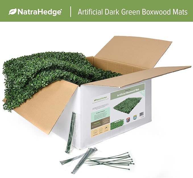 NatraHedge Artificial Boxwood Hedge Mat 20"x 20" Panels (12 Pack)