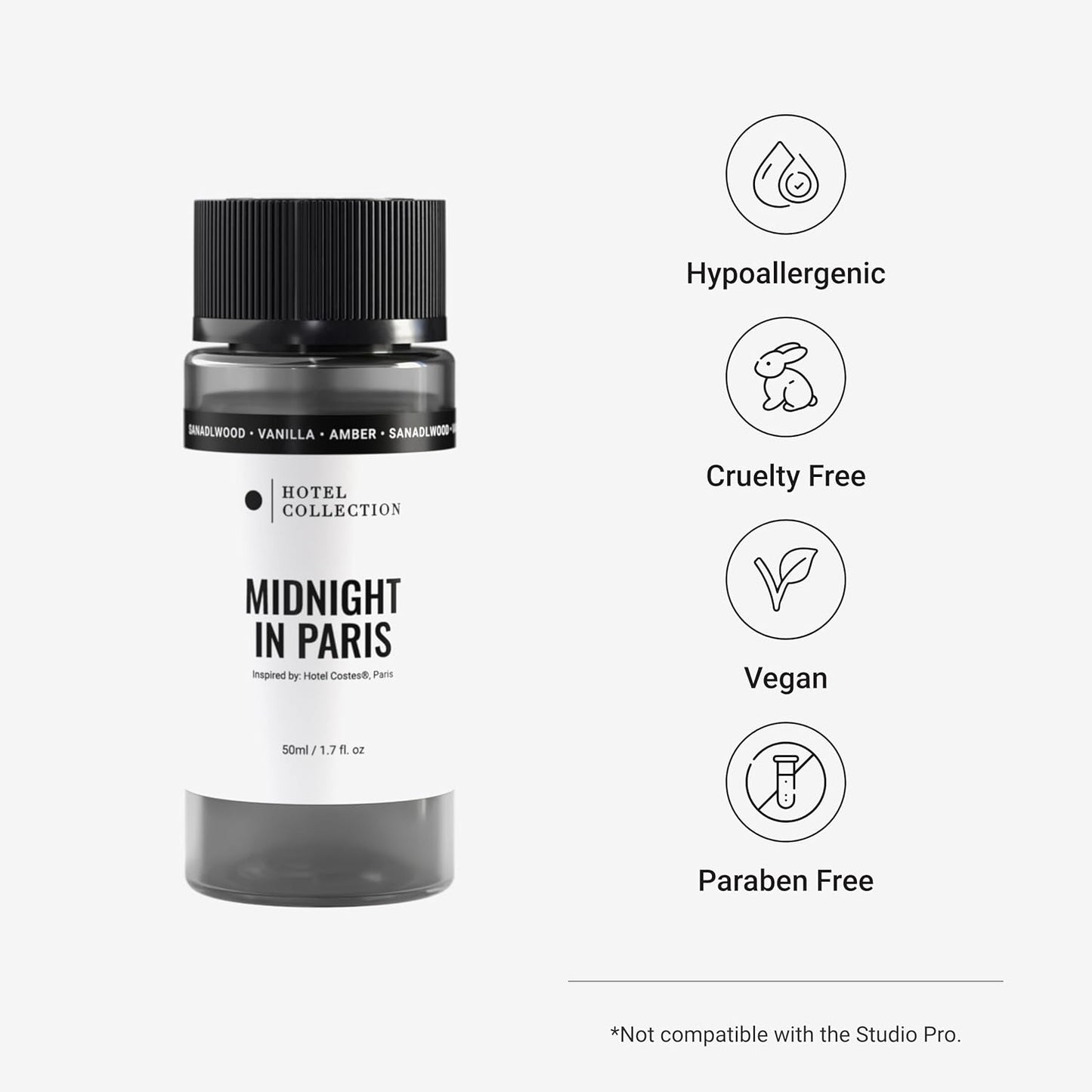 Hotel Collection Diffuser Oil - Midnight in Paris - Aromatherapy Essential Fragrance Oil - Sandalwood, Vanilla, and Amber - 50mL 1.7 Fl oz
