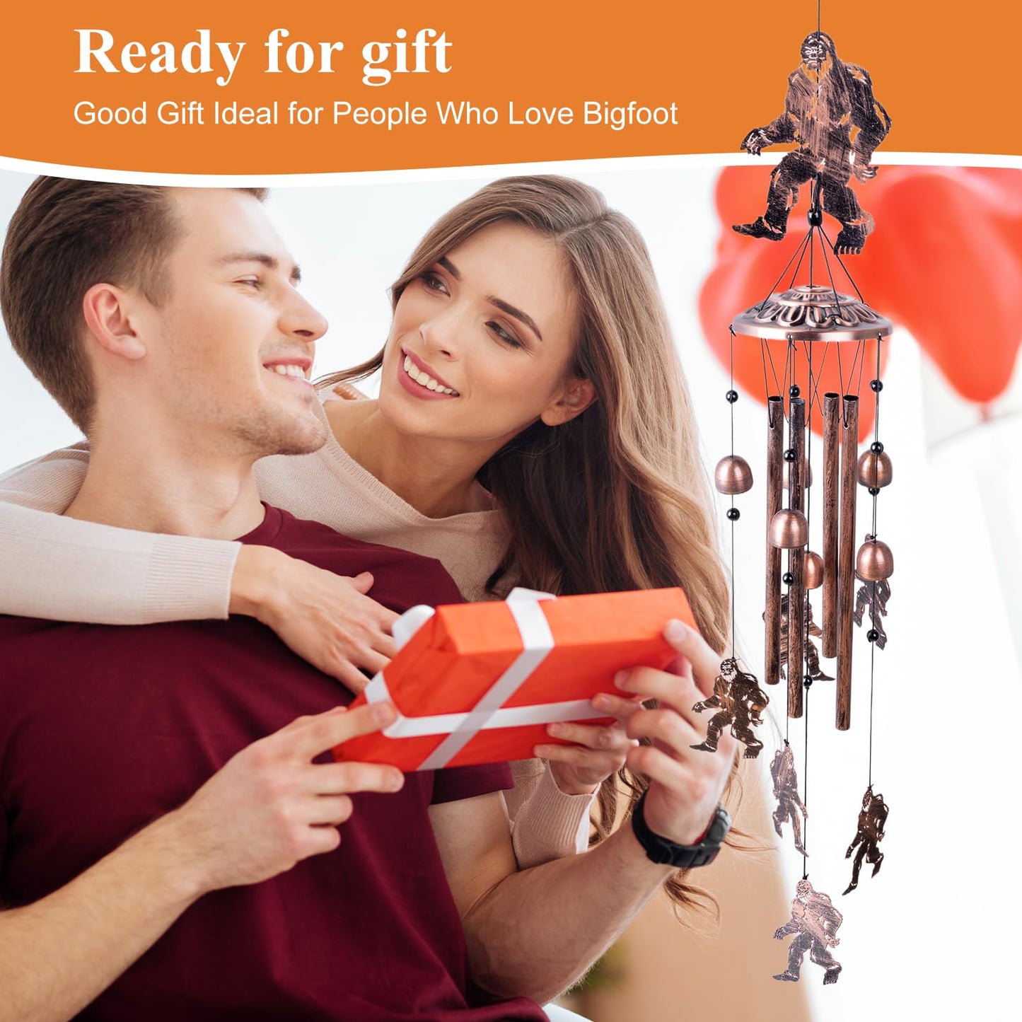 Bigfoot Gifts for Men and Women, Metal Bigfoot Wind Chimes with 6 Chimes and 4 Aluminium Tubes, Beautiful Sounds Sasquatch Gifts for Outside, Home, Lawn, Porch, Patio, Garden Decor, Yard Decoration