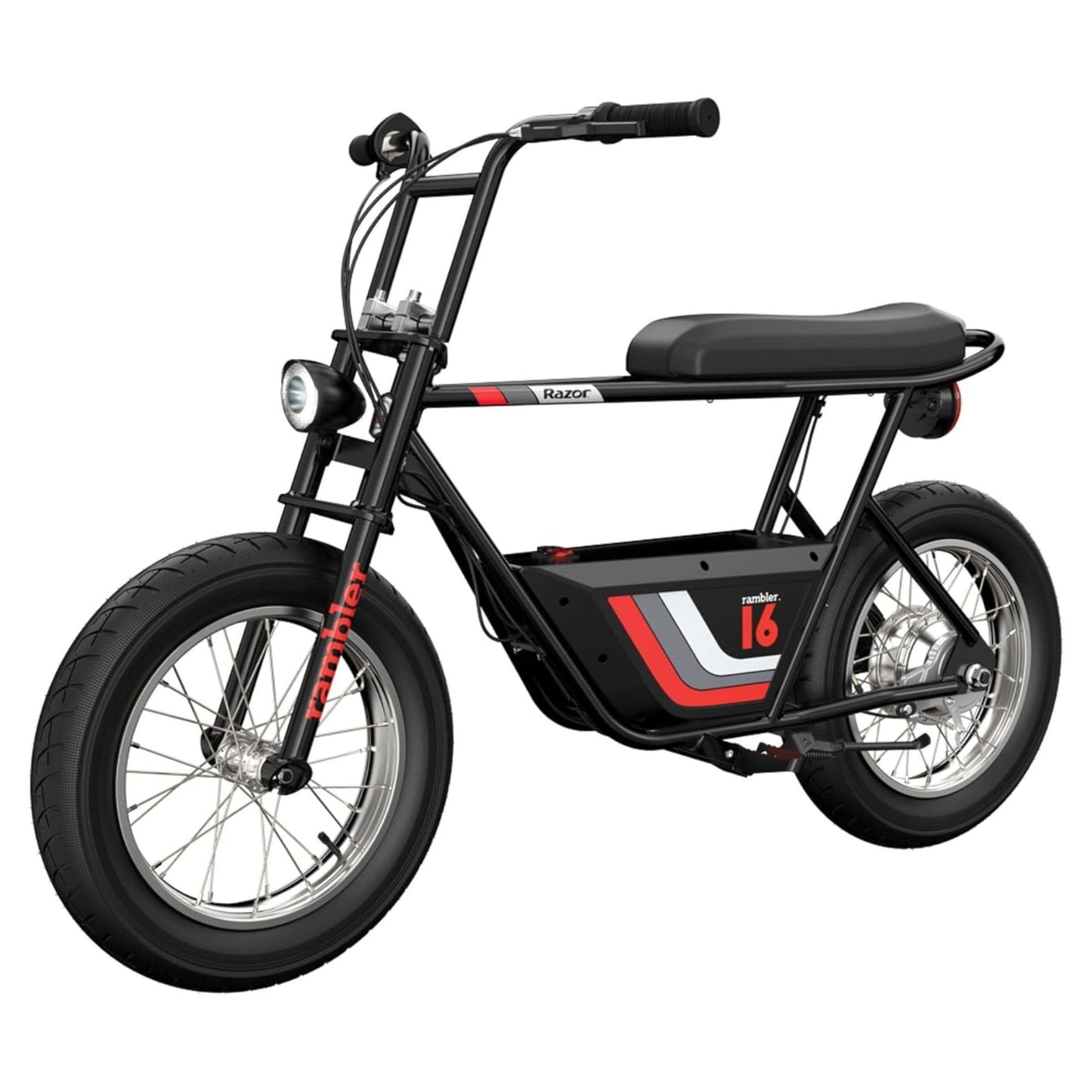 Razor Electric Bike for Ages 18+, 220 lb Max Weight, Black, w/ 350W Motor, 16” Tires & 36V Battery, Up to 15.5 MPH, Rambler 16 – Rechargeable Minibike for Teens and Adults
