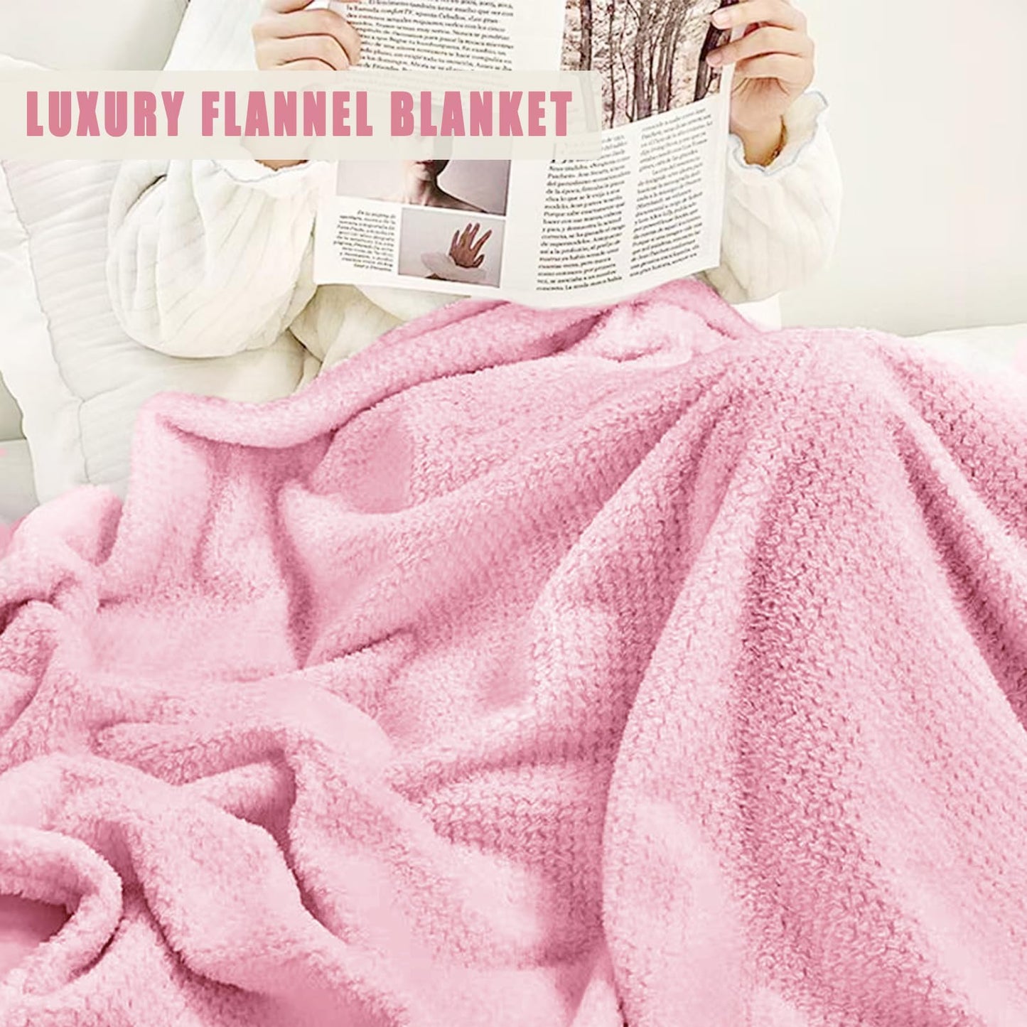 Acecreate Birthday Gifts for Women Self Care Gifts Get Well Soon Gifts, Rose Relaxing Spa Gifts Basket Care Package with Luxury Flannel Blanket, Unique Mothers Day Gifts Idea for Mom Pink