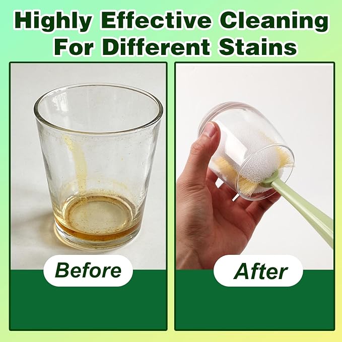 5 in 1 Bottle Cleaning Brush Set, 2026 New Multifunctional Lid Brush Cleaning Tool Kitchen, Cleaning Tool Kitchen, Portable Long Handle Bottles Scrubber for Cup Lids(Green and White)