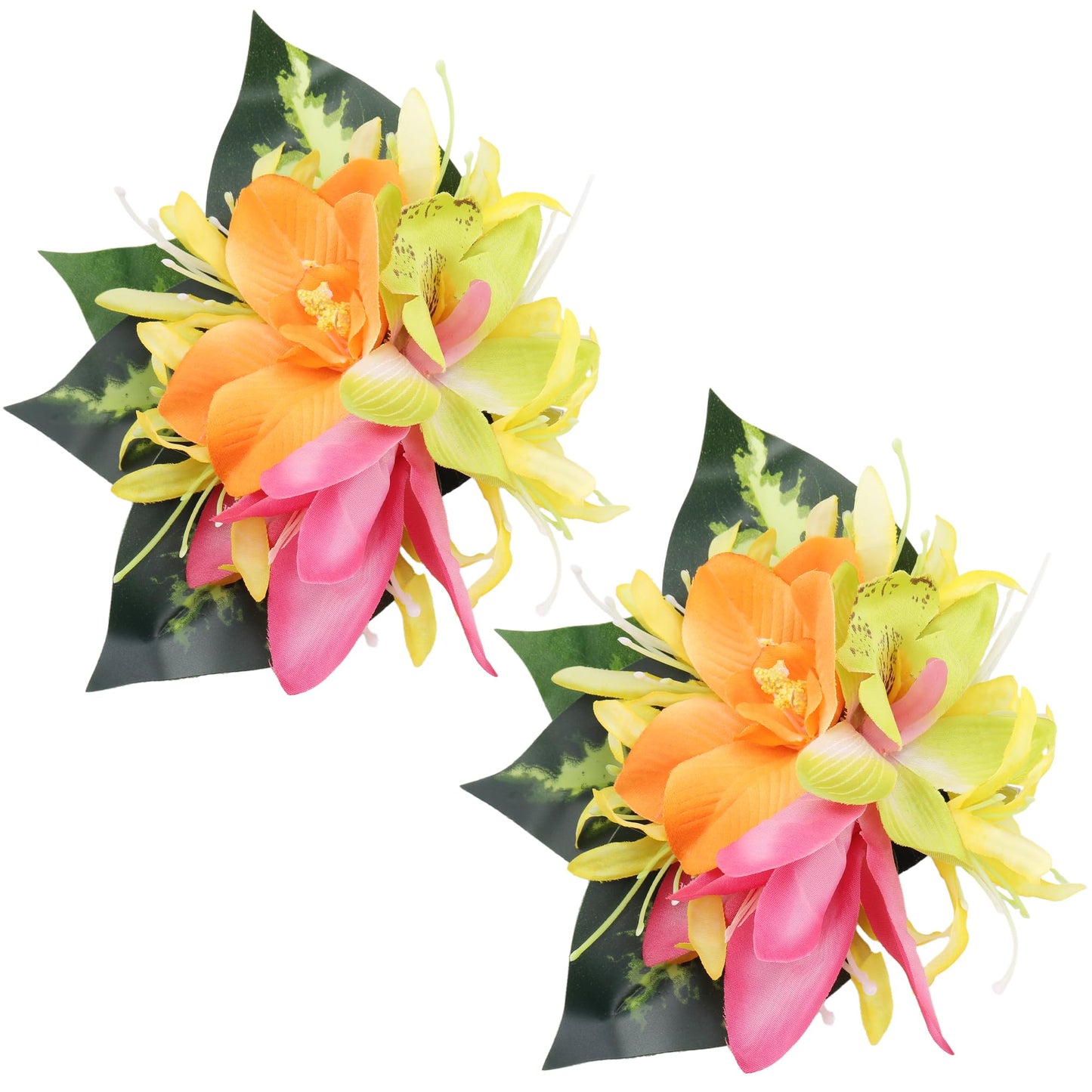 Hawaiian Flower Hair Clips for Women - 2 PCS Artificial Tropical Orchid Hairpin Hawaii Floral Hair Accessories for Women Girls L