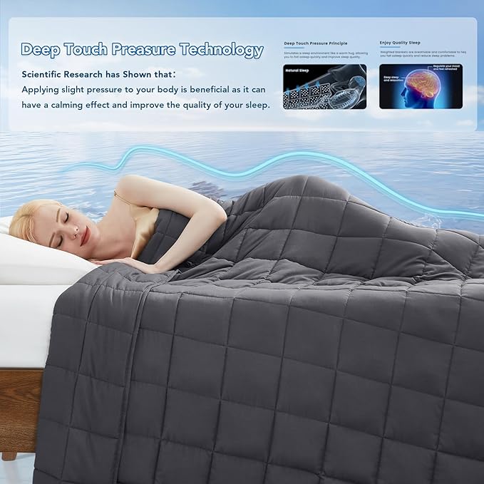 Topcee Weighted Blanket (20lbs 60"x80" Queen Size) Cooling Breathable Heavy Blanket Microfiber Material with Glass Beads Big Blanket for Adult All-Season Summer Fall Winter Soft Thick Comfort
