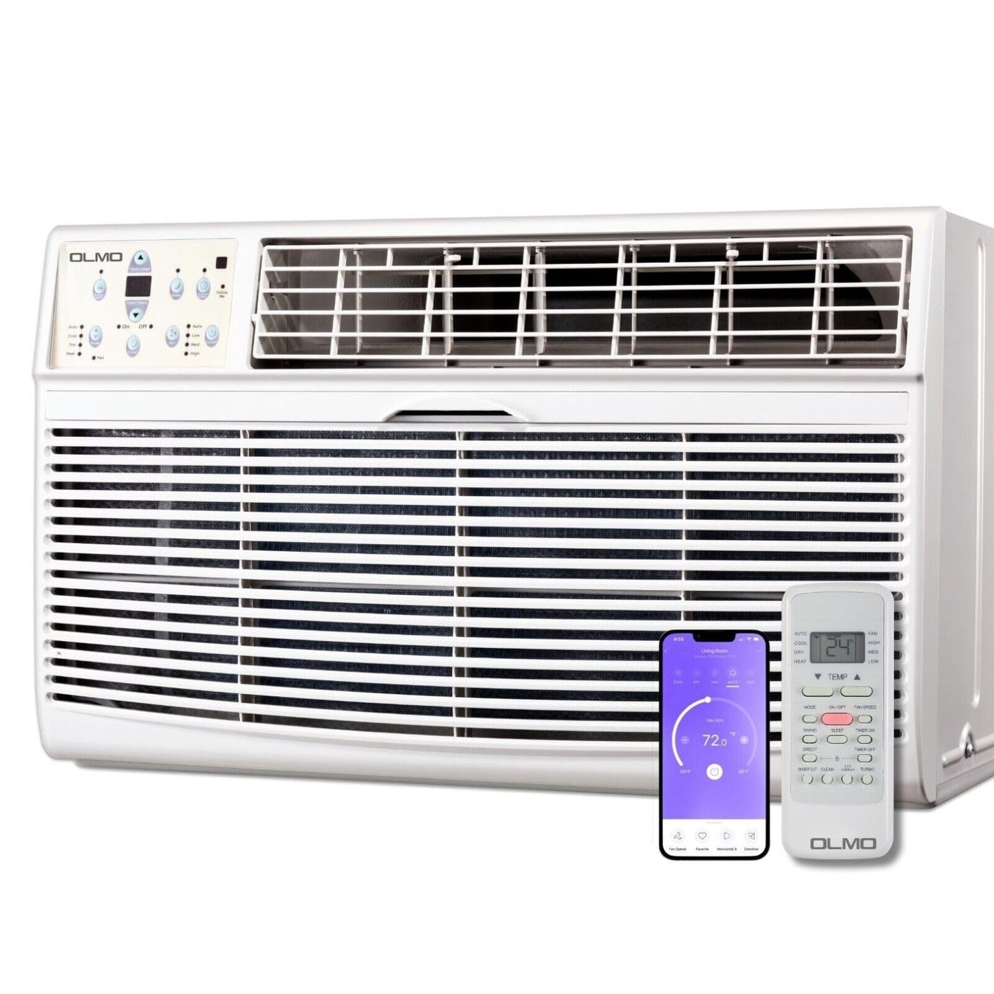 Olmo 8,000 Btu 115V Through-The-Wall Air Conditioner With Remote Control And Built In Smart Kit, (Heating And Cooling) (R32 Refr