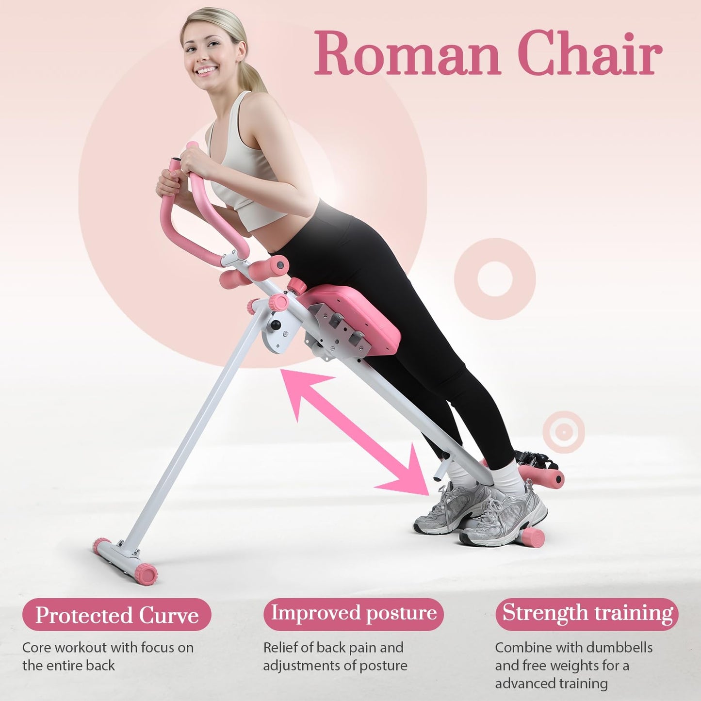 loyliawa Rowing Machines Multi-Functional Rowing Machine, Home Gym Rowin g Machines, Folding AB Workout Machine, Abdominal Rowin g Fitness Equipment for Home Use, Max 120kg Pink-White