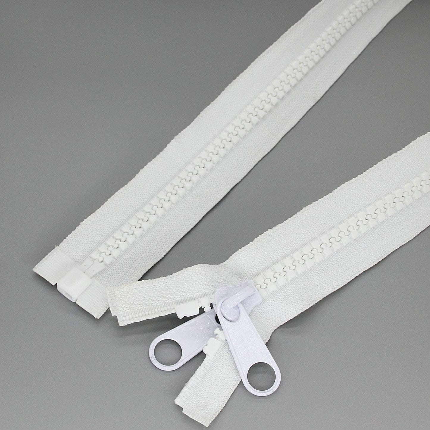 Leekayer 2PCS #10 30 Inch Heavy Duty Zippers for Sewing Separating Large Plastic Zippers White Tape with Double Pull Tab Slider, Sleeping Bag, Boat, Canvas, Cover, Trampoline, Dog Bed,Tent (30" 2pcs)
