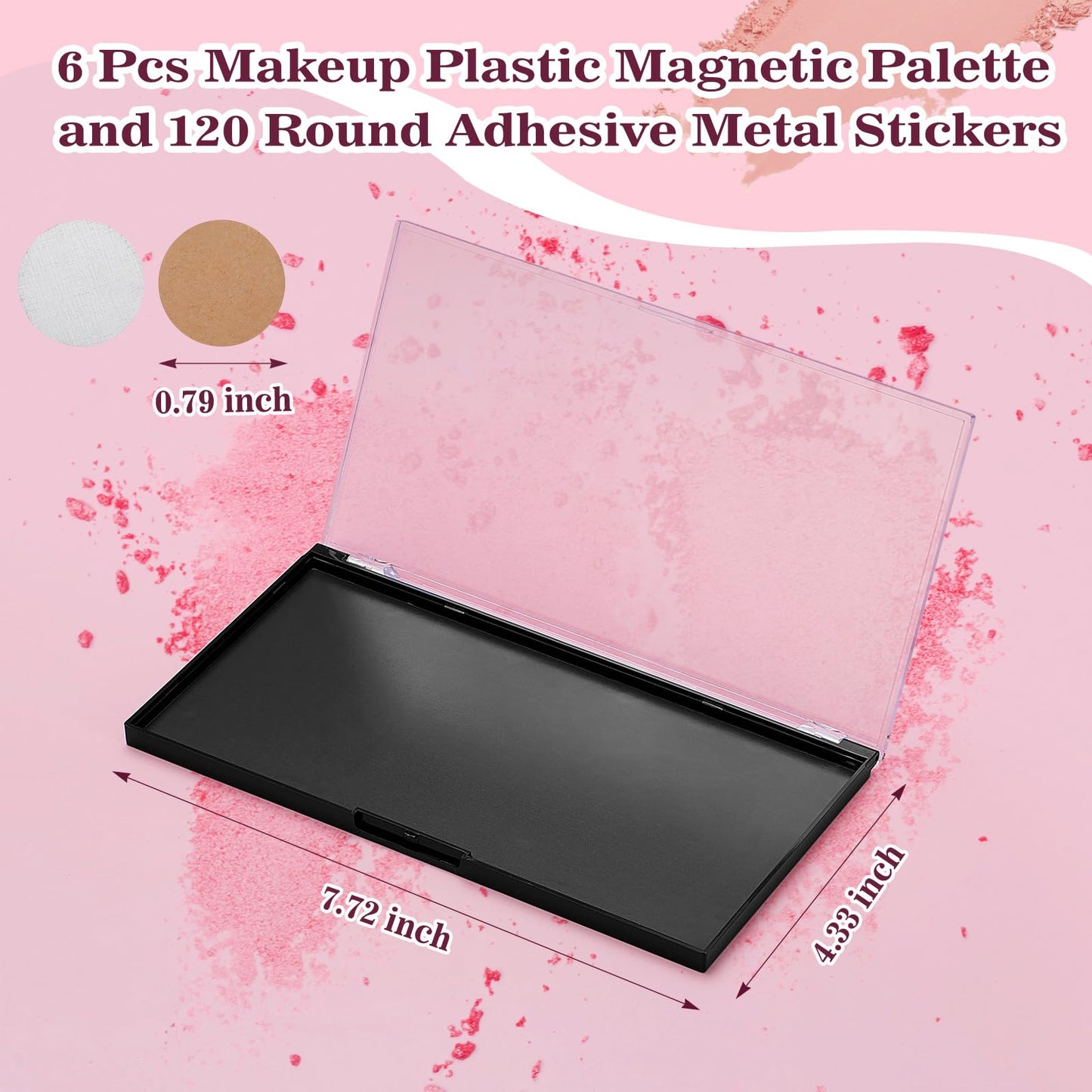 Sumind 6 Pcs Magnetic Makeup Palette with Clear Top with 120 Pcs Metal Sticker for DIY Eyeshadow Lipstick Blush Powder 7.72    x