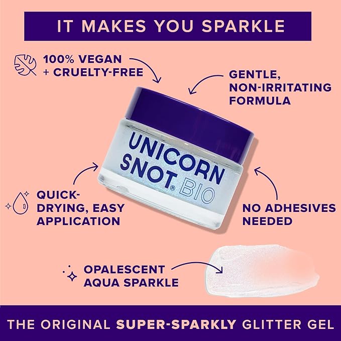 Unicorn Snot Face & Body BIO Glitter - Cosmetic-Grade Holographic Glitter Gel - Plant-Based Makeup for Festivals, Raves, Anime Cosplay - Safe for Face, Easy Application & Removal (Galaxy)