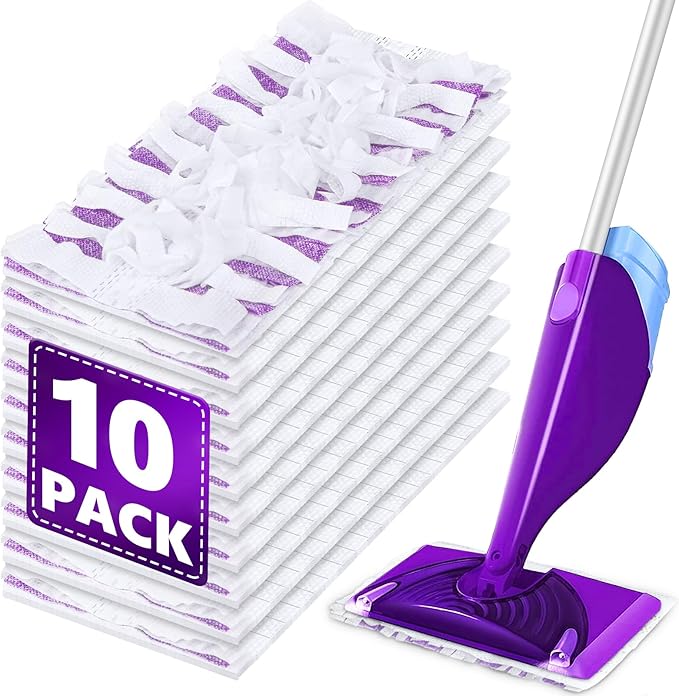 Mop Pads Refill for Swiffer WetJet: 10 PCS Disposable Pad for Hardwood Muilt-Surface Floor Cleaning - Heavy Duty Refills Absorb & Lock Stains