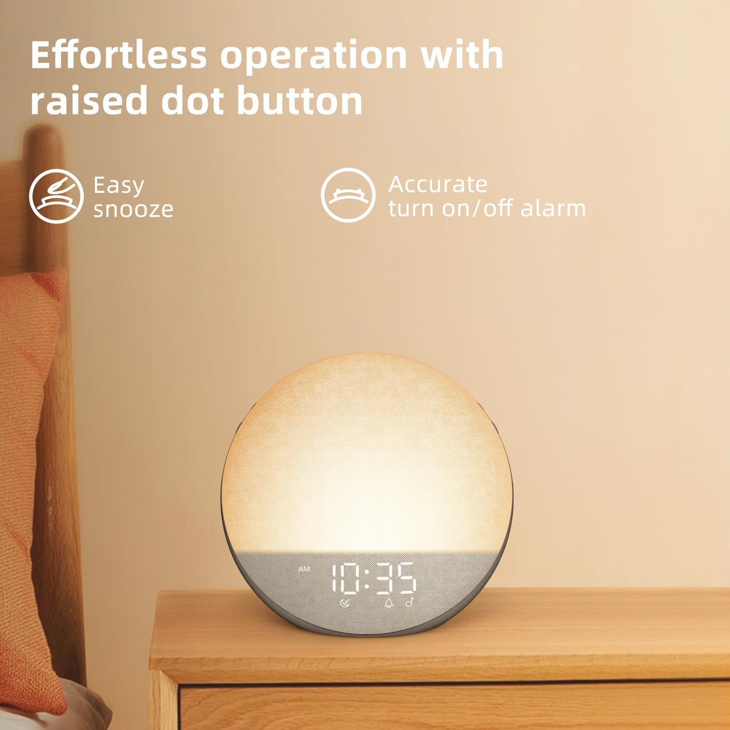 Sunrise Alarm Clock White Noise Machine: Natural Wake Up Light - Dimmable Clock with Bluetooth Speaker for Bedroom - 25 Sleep Sounds for Baby Adults Kids Cocoa