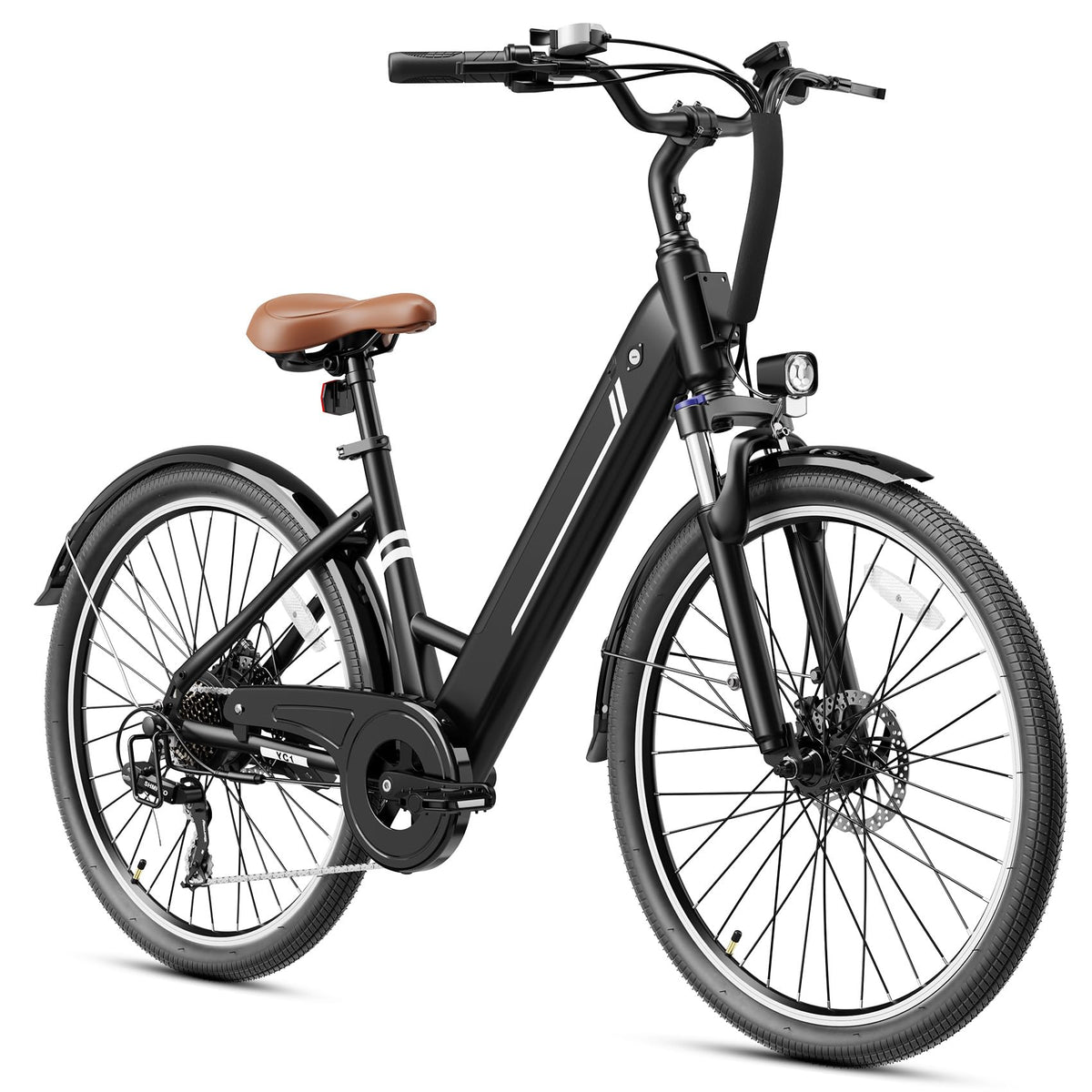 YOLOWAY Electric Bike for Adults, 26" Up to 1000W Peak Motor E-Bike, 25 Mph 40+ Mile Range Brushless City E-Bike, with 360Wh Removable Battery, 7 Speeds & Front Suspension for Commuting, Outdoor