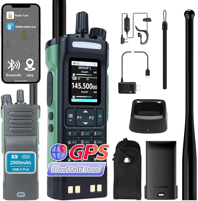 BAOFENG UV-32 GPS 10W Ham Radio Handheld Long Range Two Way Radio with APP Programming, NOAA Weather Receiver, and Copy Fr...