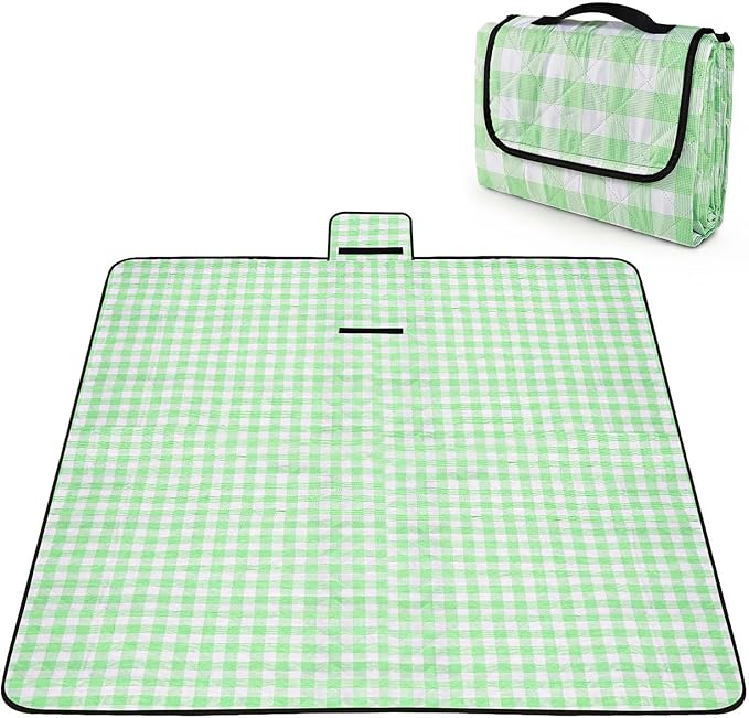 OBTANIM Extra Large Picnic Blanket 80 x 80 Inch Waterproof Foldable Beach Blankets Outdoor Picnic Mat for Camping Grass La...