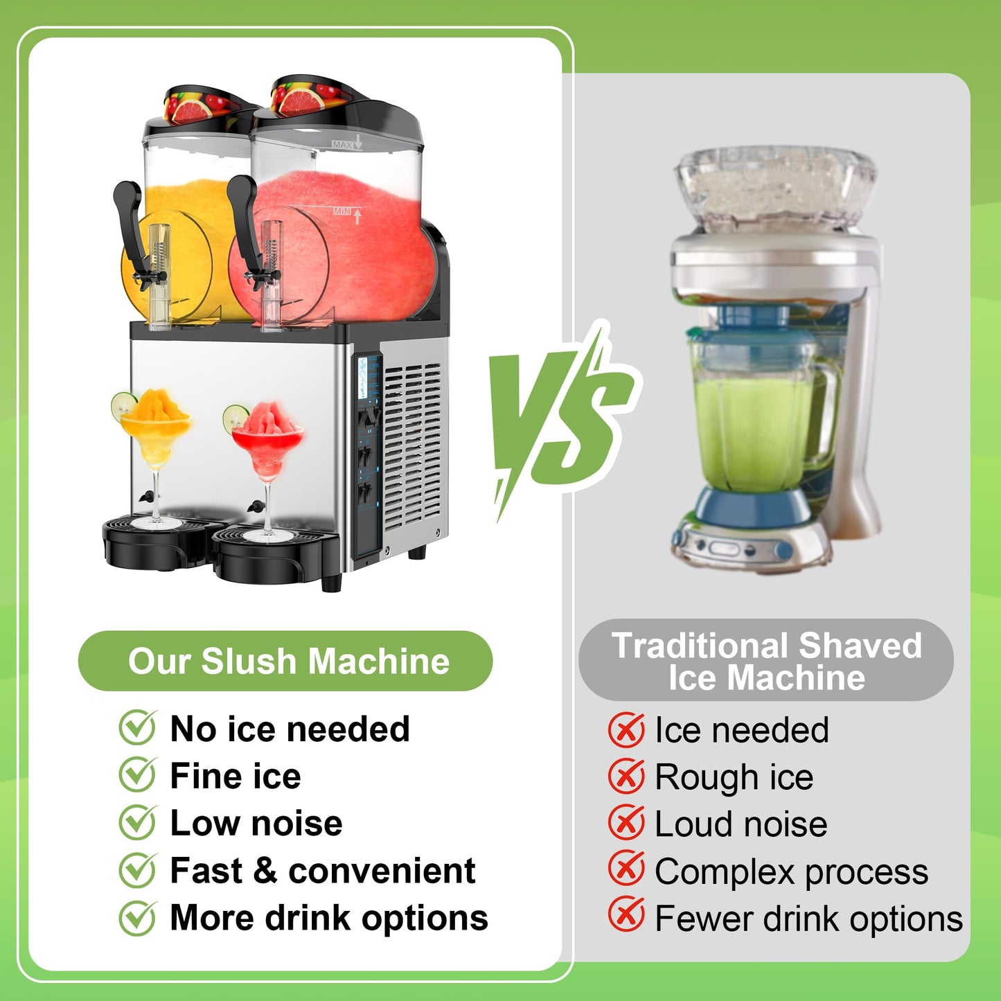 Commercial Slushie Machine 12Lx2 Tank, Slushy Machine Slush Maker 24L, Frozen Drink Maker for Cocktail Margarita Smoothie Milkshake, No Ice Needed, Restaurant Bar Cafés