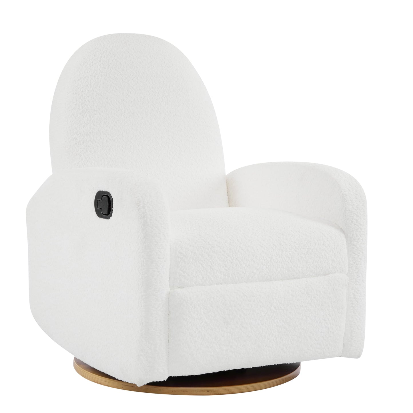 Christopher Knight Home Sidney Boucle Fabric Upholstered 360° Swivel Chair, Push-Back Recliner, Solid Wood Glider Recliner with Rotation, Living Room Lounge Chair, Adjustable Backrest, Milky White