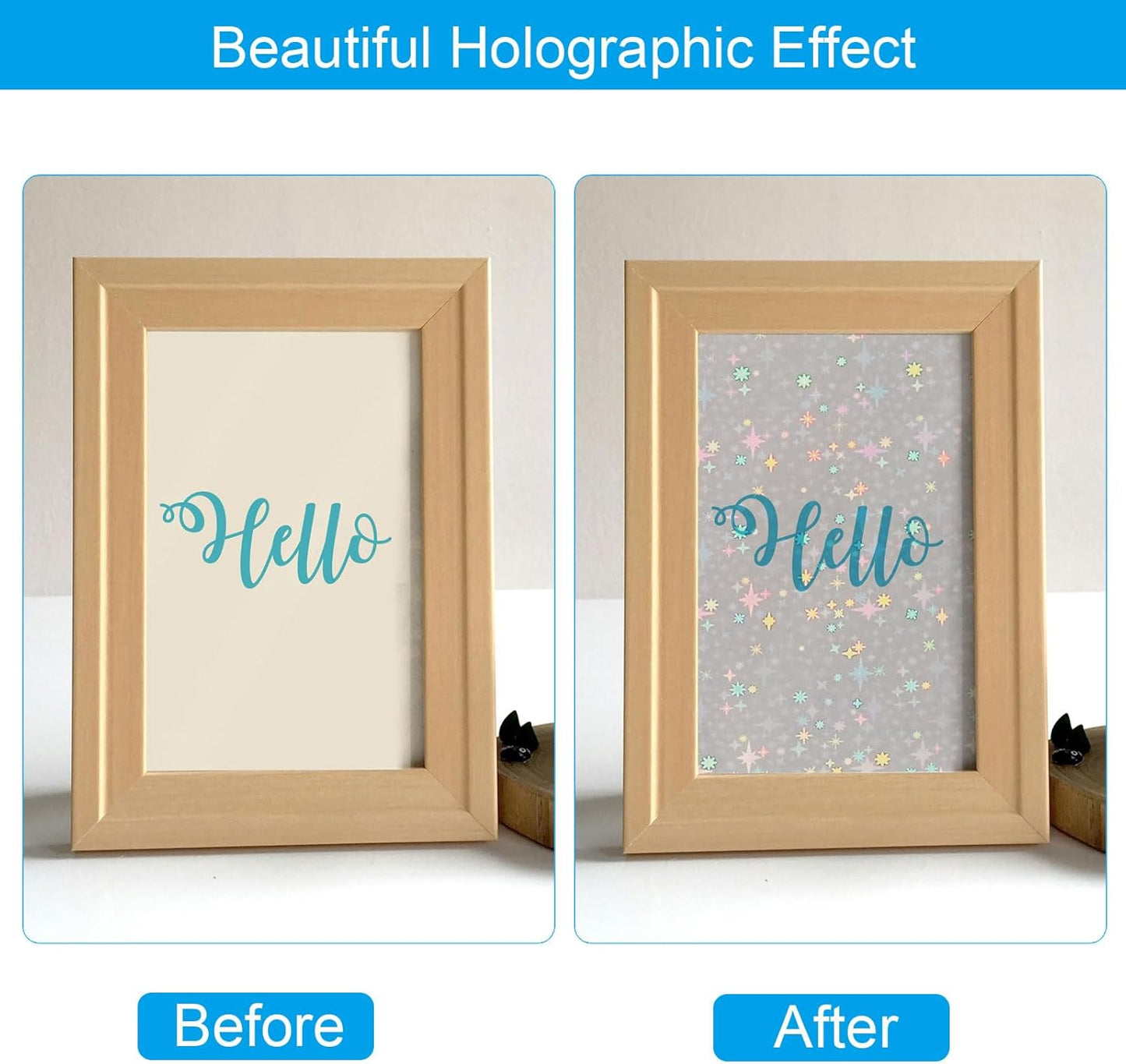 PATIKIL 11.7x8.3" Holographic Sticker Paper, 20Sheets A4 Polypropylene Self-Adhesive Transparent Waterproof Laminate Overlay Film for Photo Cards Scrapbook Decorations, Starlight