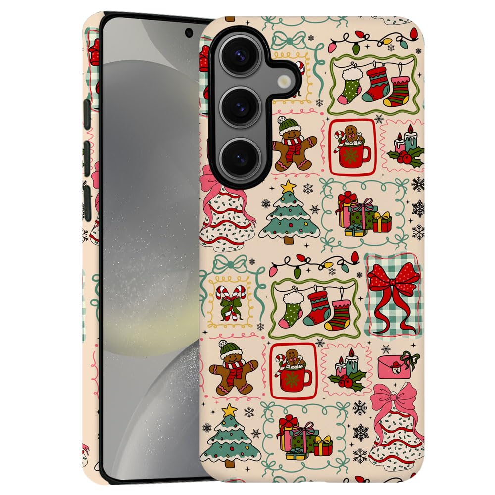 Case for Samsung Galaxy S24,Christmas Tree Gingerbread Man Phone Case Military-Grade Drop Protection Cover for Women Girl - Fros