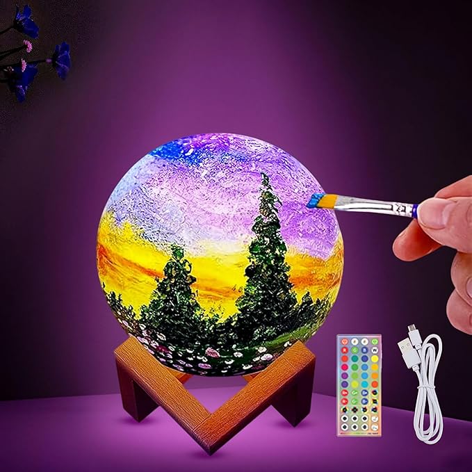 HOLA Paint Your Own Moon Lamp Kit, 2025 Updated USB Rechargeable, DIY Arts Supplies and Crafts Kit, Christmas Gifts for Gr...