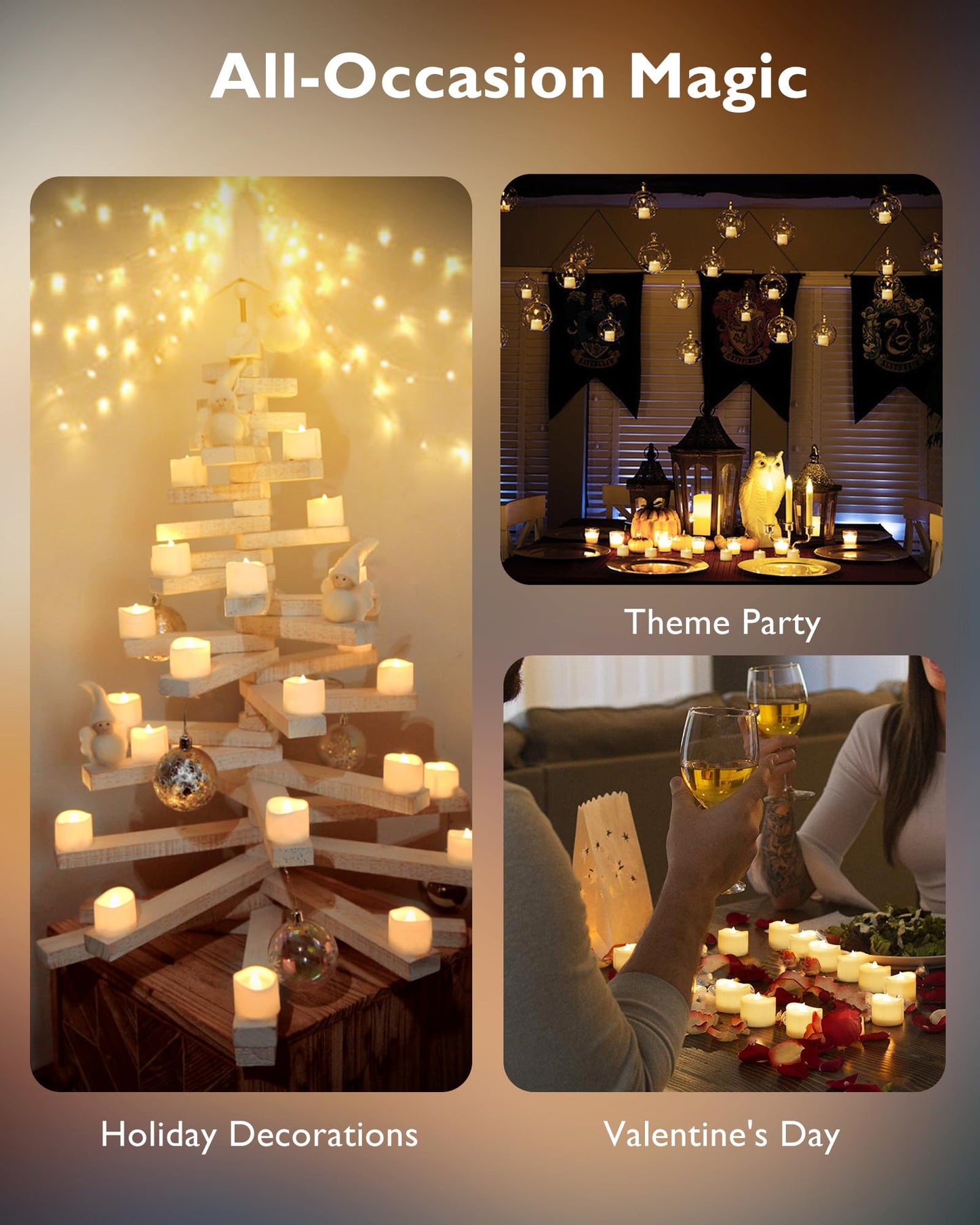 Homemory 24Pcs Remote Timer Led Tea Lights Candles, 400+Hours Flickering Flameless Battery Operated Votive Candles For Tabletop