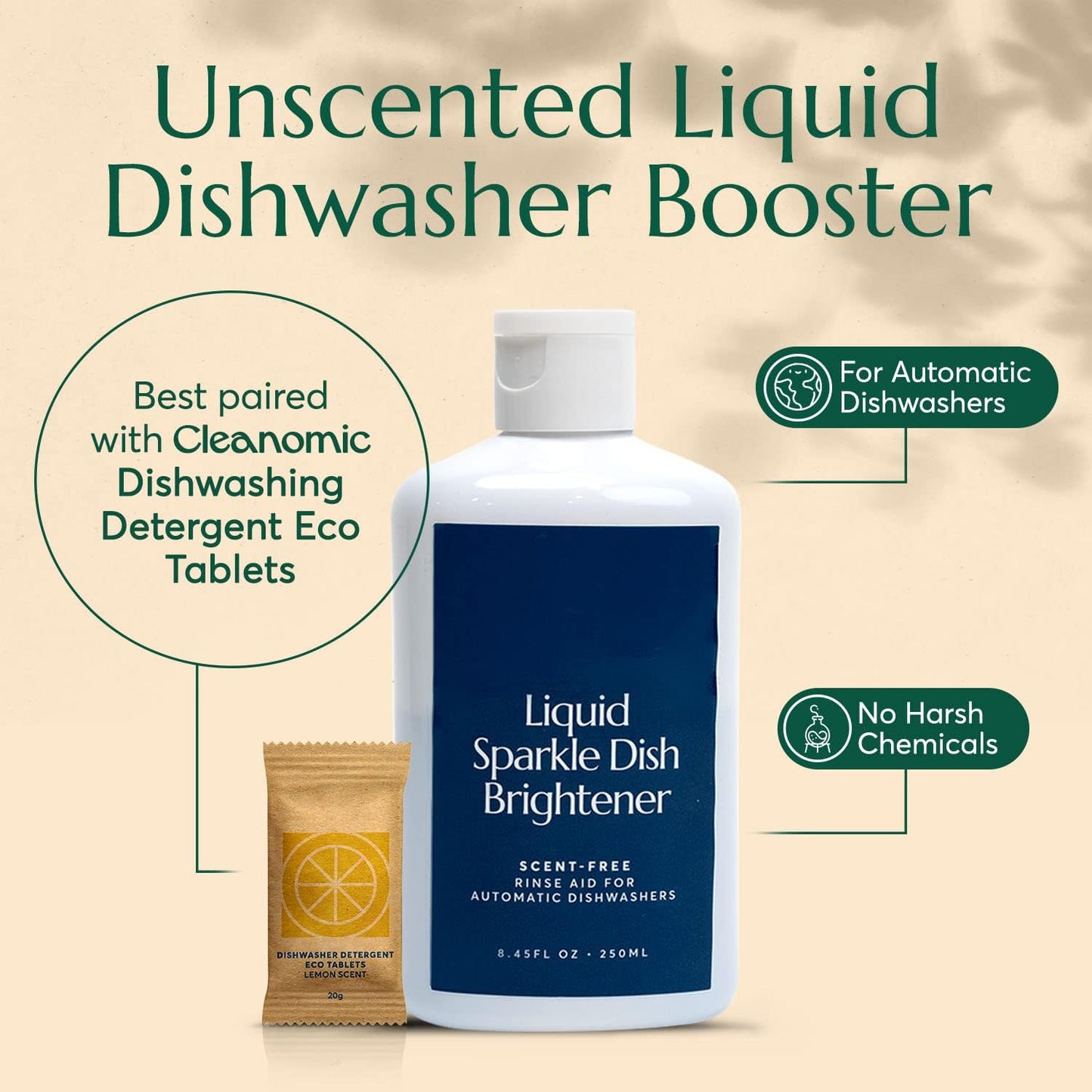 CLEANOMIC Liquid Sparkle Dish-Brightener - Dishwasher Rinse Aid