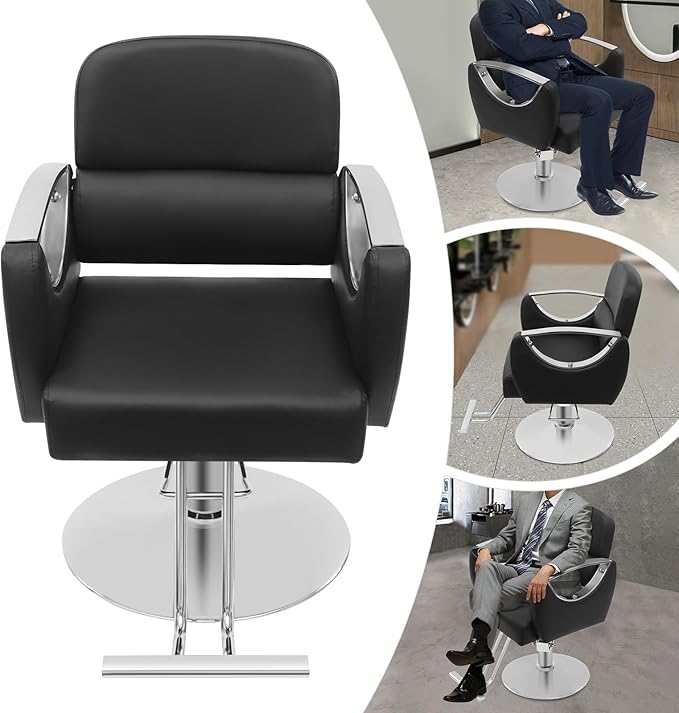 Barber Salon Chair, Salon Chairs for Hair Stylist,hair Chair with Heavy Duty Hydraulic Pump & Footrest, 360 Degrees Rolling Swivel Spa Beauty Equipment for Hair Stylist Women Man, 440 Lbs (Black)