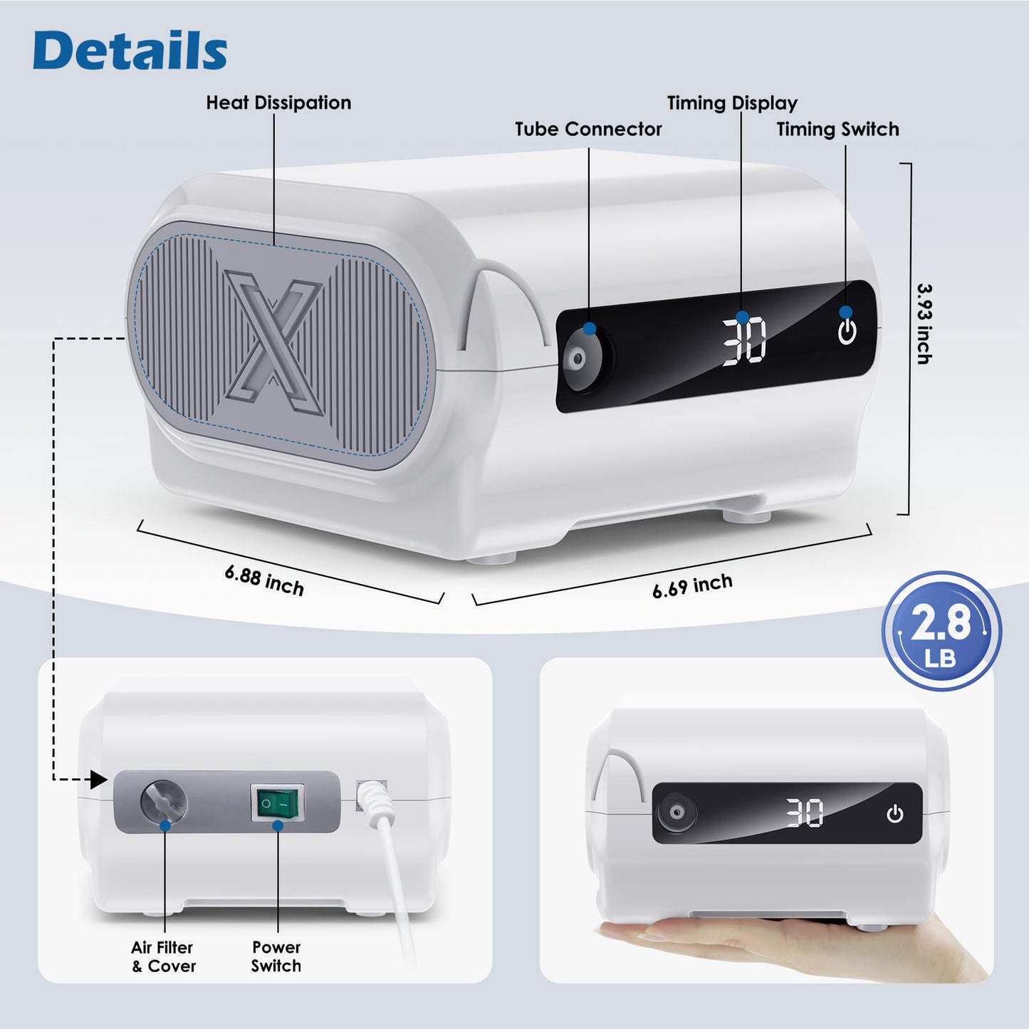 Smart Digital Display Nebulizer Machine for Adults and Kids, Compression Nebulizer for Breathing Treatment, Jet Nebulizer with Timing Function for Home Hailie Sensor NF0109