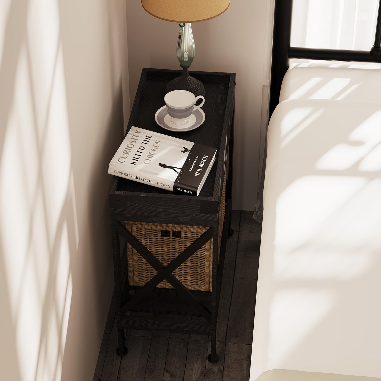 ZEXVIDA Narrow Side Table, End Table,Sofa Side Table, End Table Nightstand for Bedroom, Living Room, Small Spaces