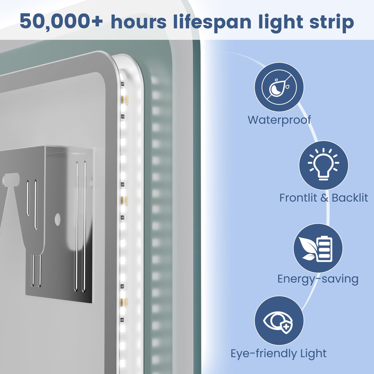 STARLEAD 28"x36" LED-Bathroom-Mirror-with-Lights, Wall-Mounted with Bluetooth Speaker, Anti-Fog, 3 Color Temperature, Dimmable Brightness, Waterproof, Tempered Glass, Frontlit & Backlit