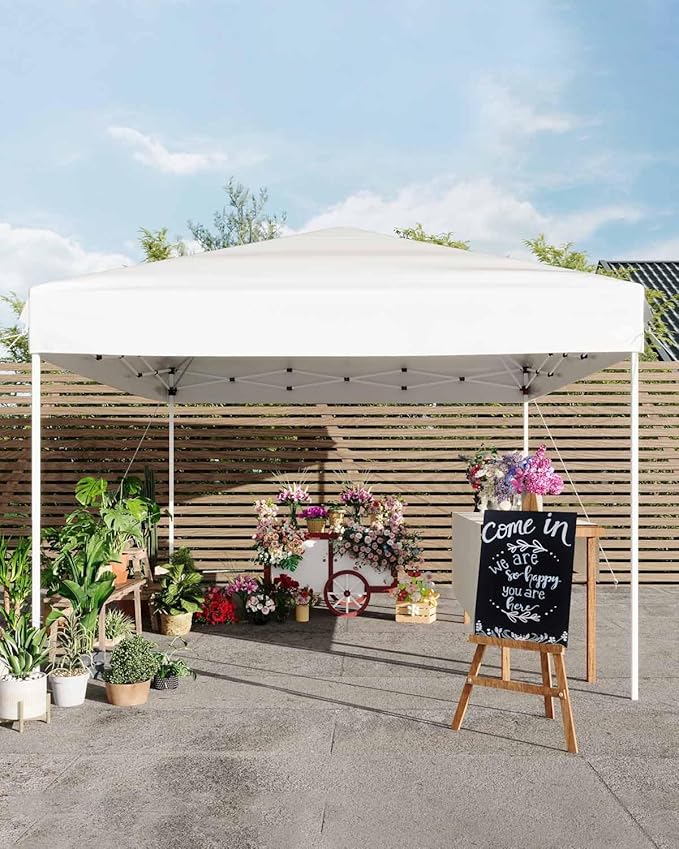 Garveelife 10x10 Pop Up Canopy Tent, Outdoor Canopy Tent with 3 Adjustable Height, Easy Set Up Canopy with 4 Sandbags & Ca...